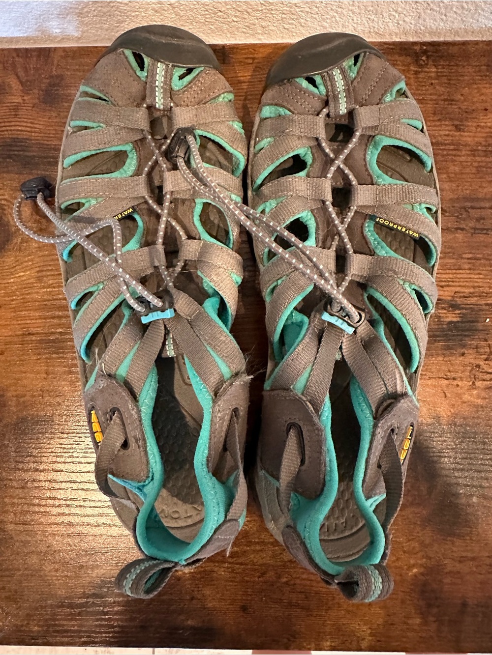 KEEN Whisper Waterproof Hiking Sandals Gray Teal Size 9